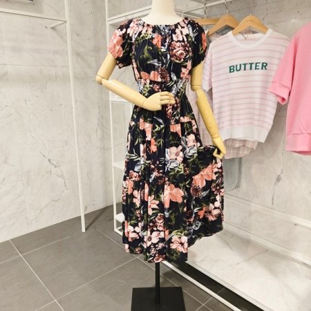 플라워 밴딩 롱 원피스