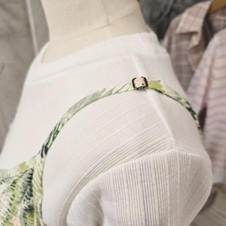 링클 프린트 끈 롱 원피스