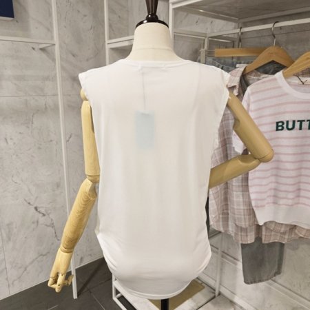 셔링 민소매 티셔츠