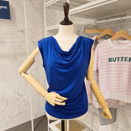 셔링 민소매 티셔츠