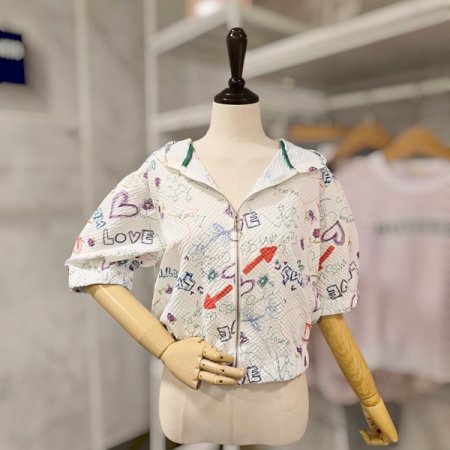 후드 프린트 집업 점퍼