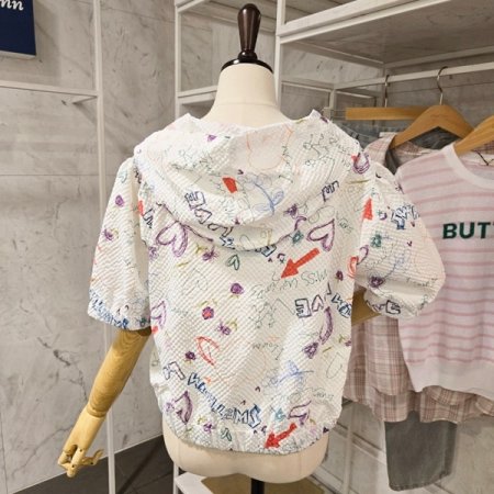 후드 프린트 집업 점퍼