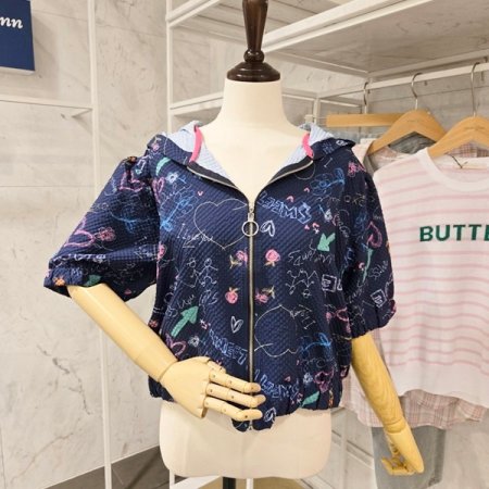 후드 프린트 집업 점퍼