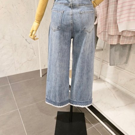 레이스 롤업 데님 팬츠