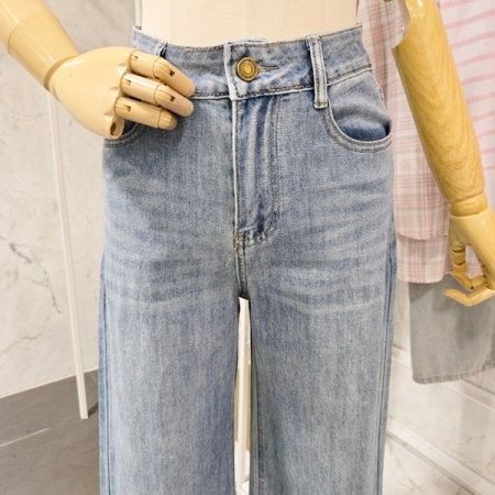 레이스 롤업 데님 팬츠