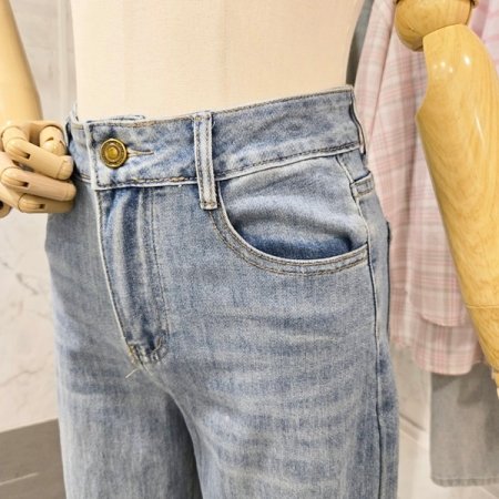 레이스 롤업 데님 팬츠