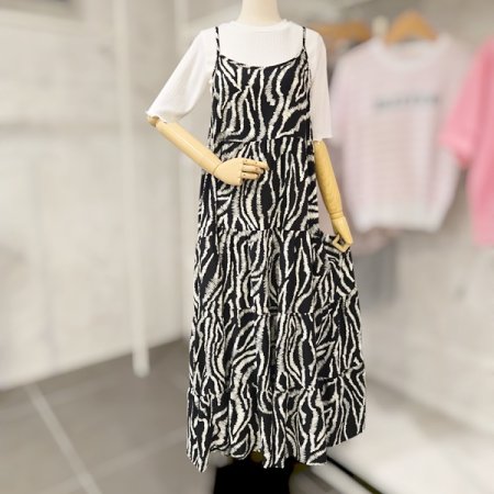 캉캉 롱 프린트 끈 원피스