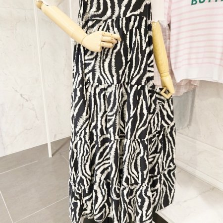 캉캉 롱 프린트 끈 원피스