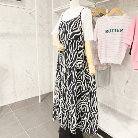 캉캉 롱 프린트 끈 원피스