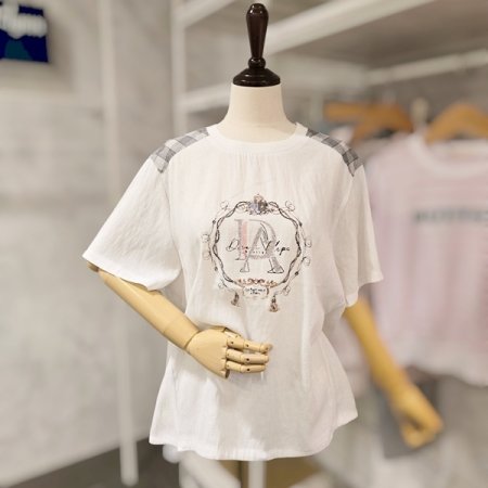 체크 프린트 스트링 티셔츠