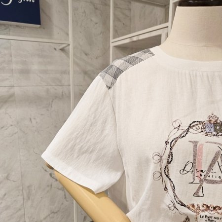 체크 프린트 스트링 티셔츠