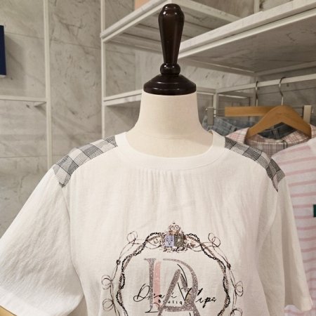 체크 프린트 스트링 티셔츠