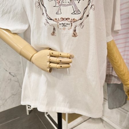 체크 프린트 스트링 티셔츠