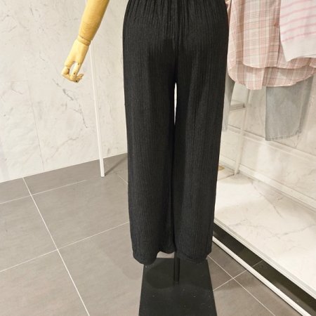 주름 통 밴딩 팬츠