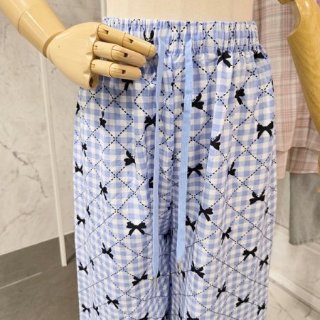 체크 리본 파자마 바지
