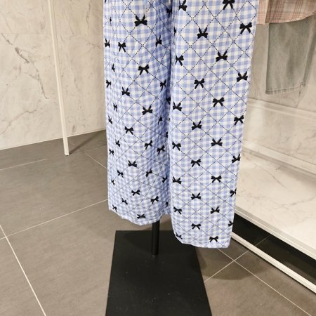 체크 리본 파자마 바지