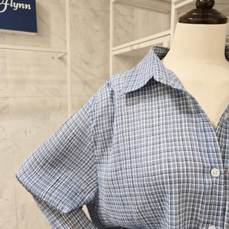 잔 체크 루즈핏 셔츠