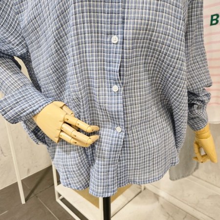 잔 체크 루즈핏 셔츠