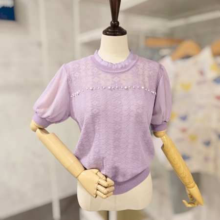 시스루 소매 장식 니트