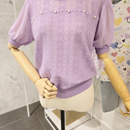 시스루 소매 장식 니트