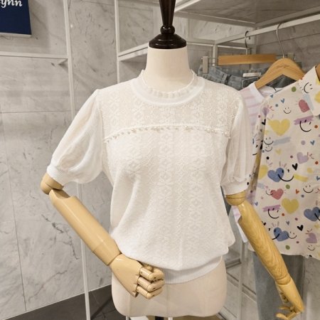 시스루 소매 장식 니트