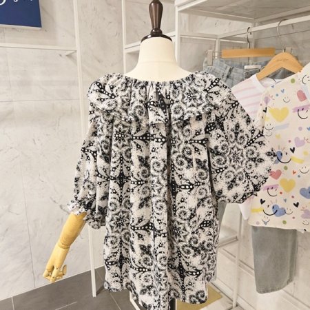 페이즐리 숄더 블라우스