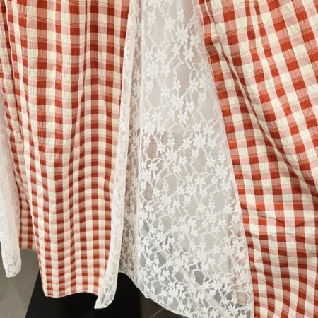 레이스 체크 밴딩 스커트