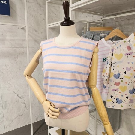 민소매 단 니트