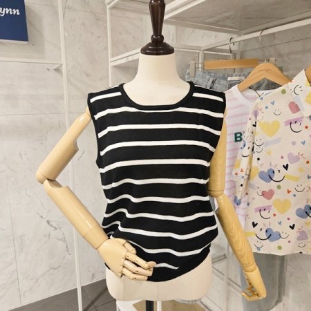 민소매 단 니트