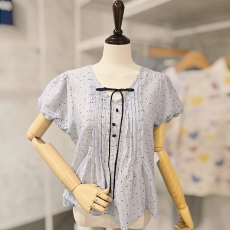 도트 리본 블라우스