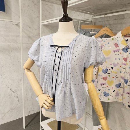 도트 리본 블라우스