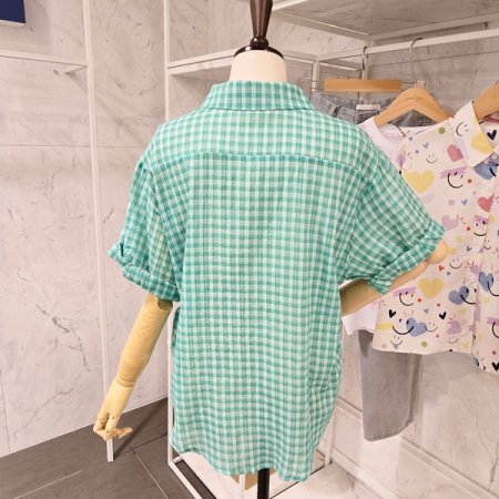 기본 체크 카라 블라우스