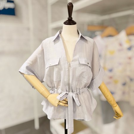 집업 스트링 블라우스