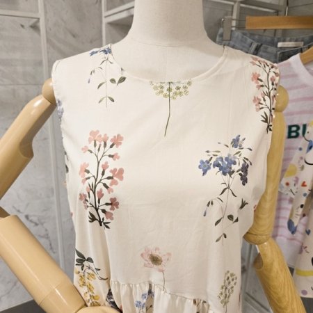 플라워 롱 민소매 원피스