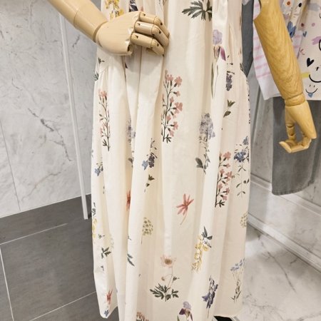 플라워 롱 민소매 원피스