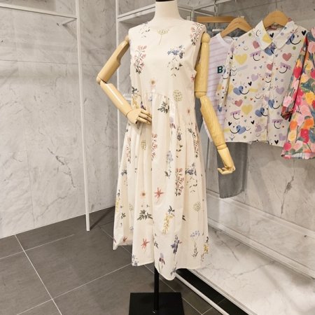 플라워 롱 민소매 원피스