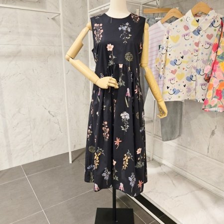 플라워 롱 민소매 원피스