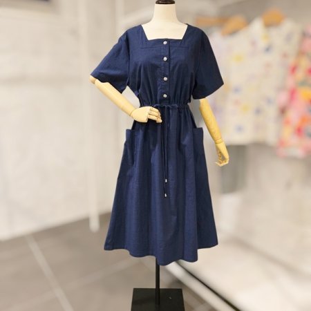 스퀘어넥 스트링 원피스