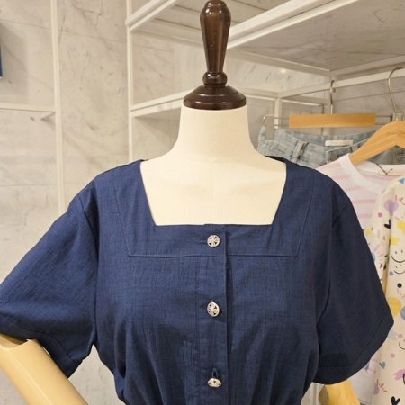 스퀘어넥 스트링 원피스