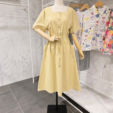 스퀘어넥 스트링 원피스