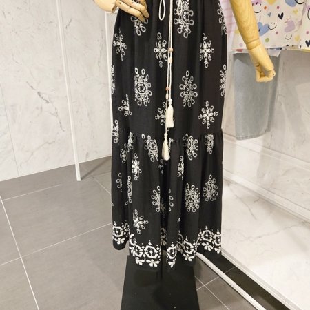 태슬 끈 페이즐리 스커트