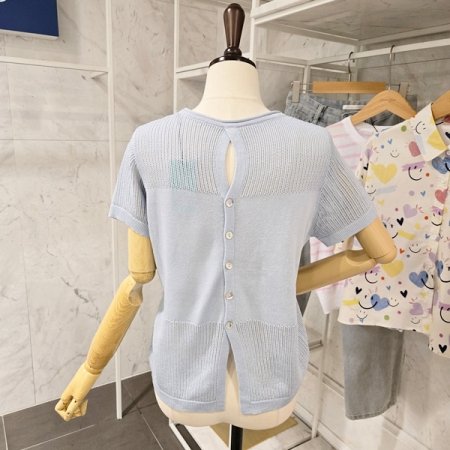 백 버튼 라운드 니트