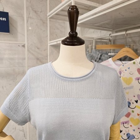 백 버튼 라운드 니트