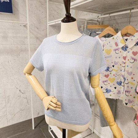 백 버튼 라운드 니트