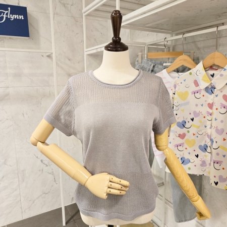 백 버튼 라운드 니트