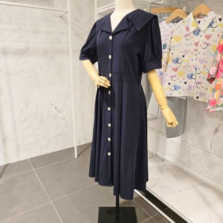 벨티드 카라 롱 원피스