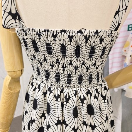 플라워 숄더 끈 원피스