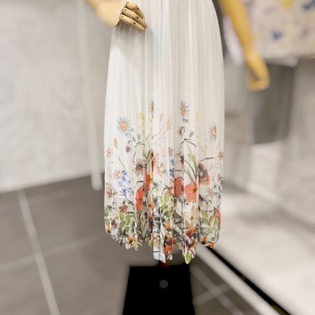 플라워 플리츠 스커트