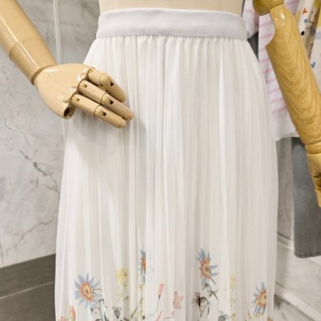 플라워 플리츠 스커트