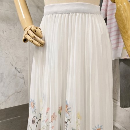 플라워 플리츠 스커트